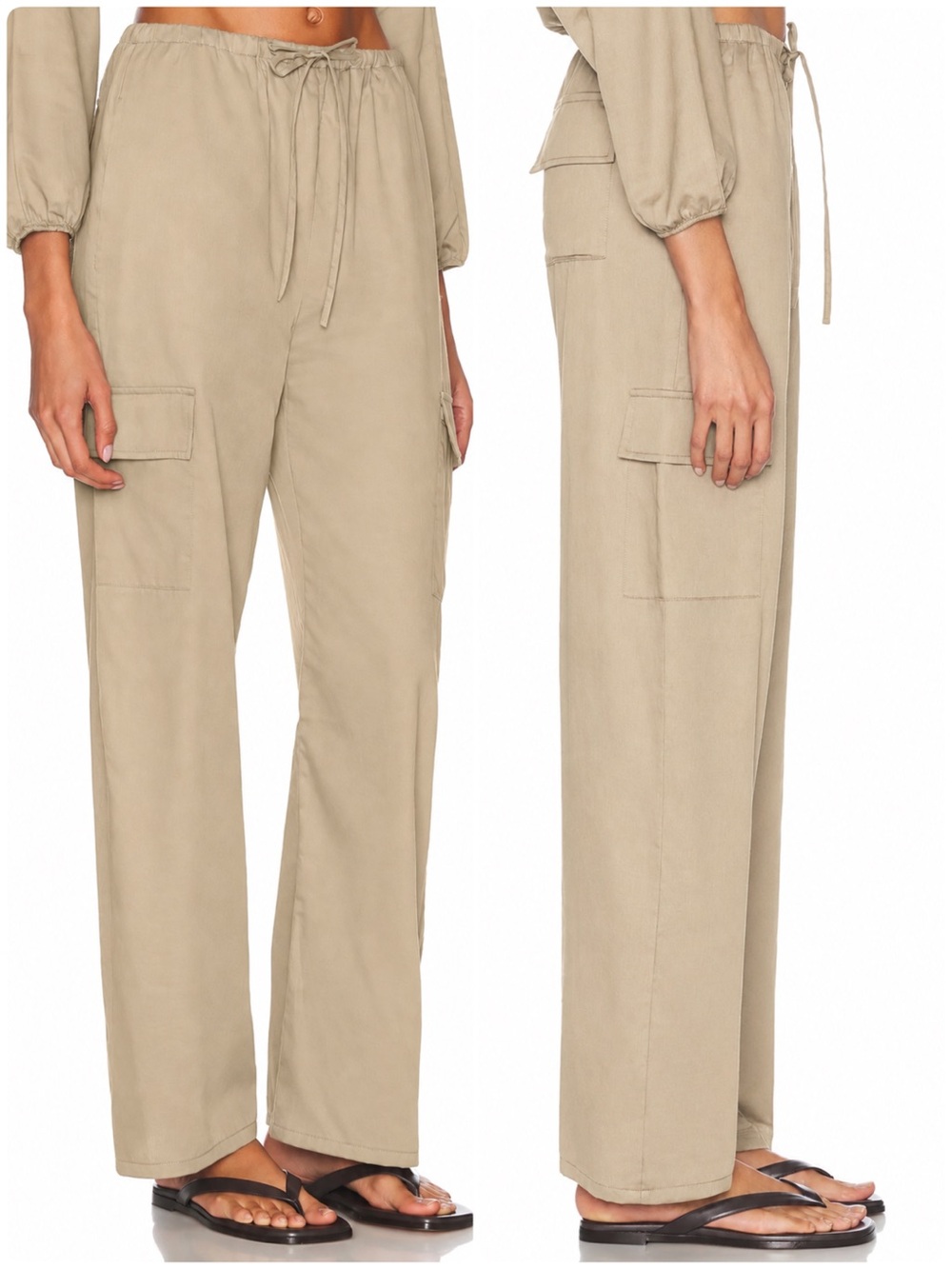LESET Yoko Drawstring Pants Cargo Tan Size XS